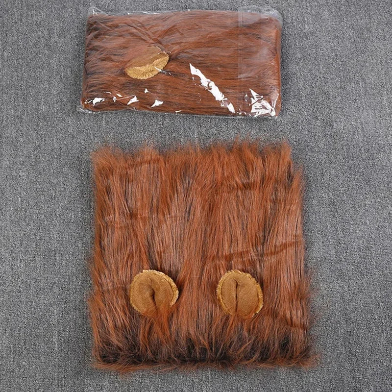 Cute Pet Dog Cosplay Clothes Lion Mane For Dog Costumes Realistic Lion Wig For Medium to Large Dogs With Ear Pet Accessories