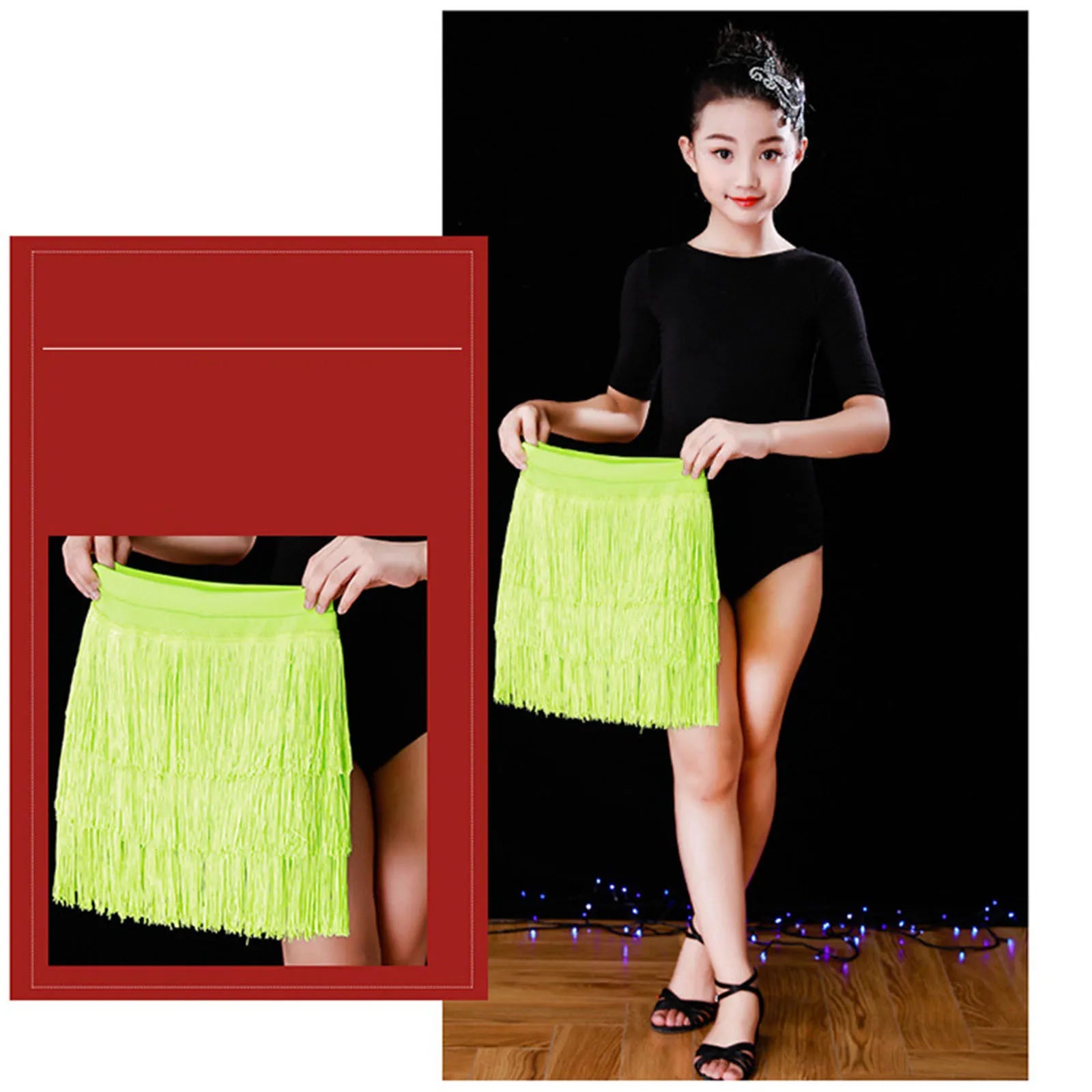 Girl dresses Kids Girls Tassel Dance Skirt Latin Ballroom Layered Fringe Dancewear vestidos para niñas