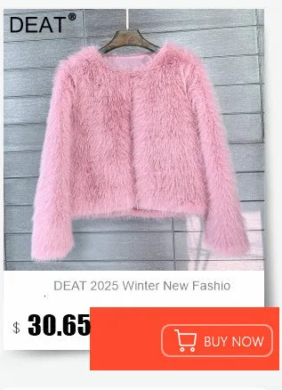 DEAT 2025 winter new fashion high quality Fox Faux Fur long Coat for Women Suit Collar solid color thick warm jacket 11A06914