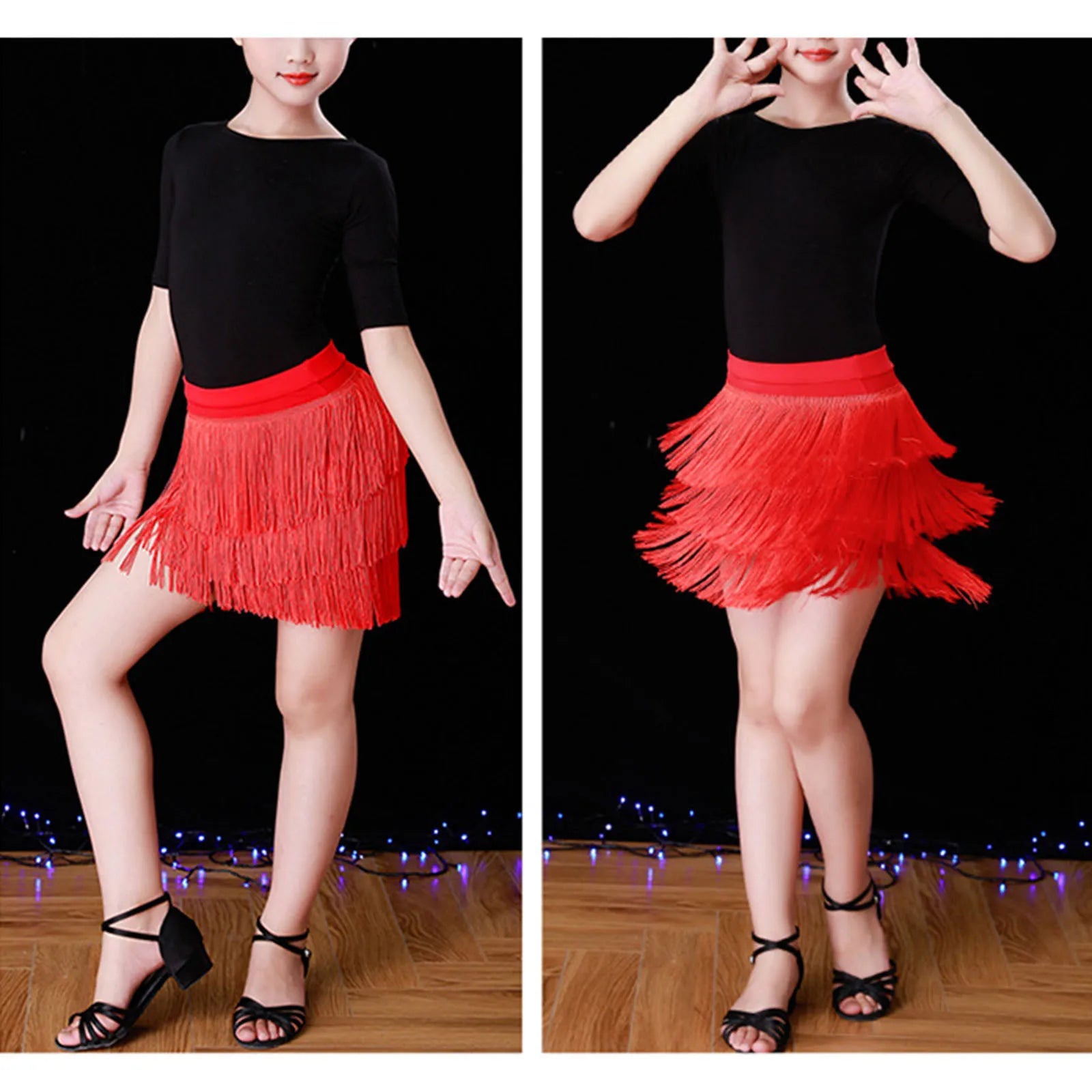 Girl dresses Kids Girls Tassel Dance Skirt Latin Ballroom Layered Fringe Dancewear vestidos para niñas