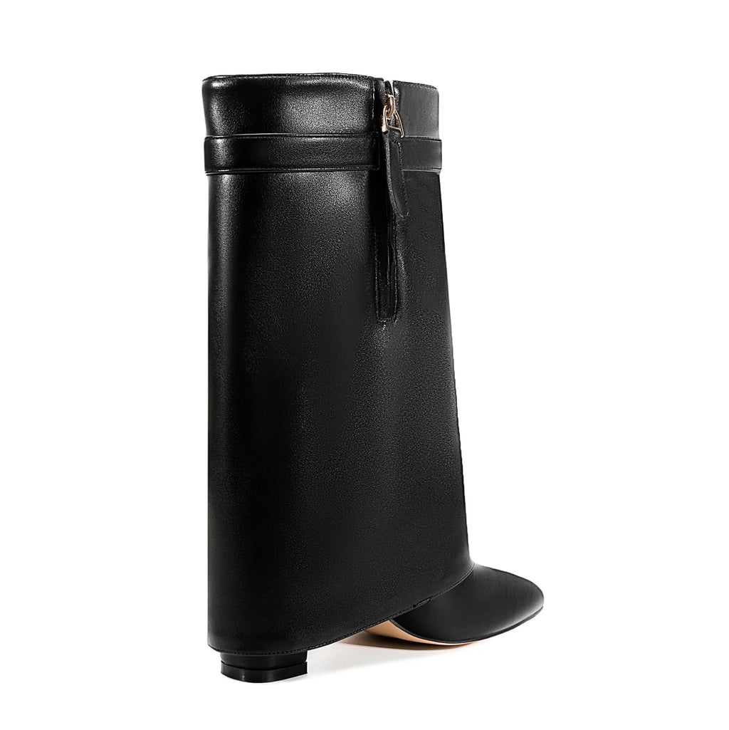 Ladies' Autumn and Winter New Pointed Knee High Women's Boots, Thick High-heeled Long Pants Boots, Fashionable Mid Rise Boots