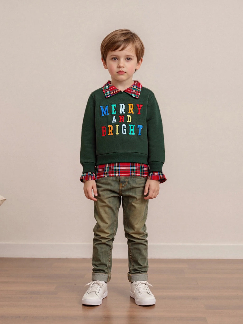 Lioraitiin Kids Boys Girls Sweatshirt Long Sleeve Embroidery Letters Patchwork Hoodie Pullover Christmas Costume Tops