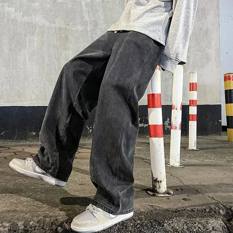 2024 New Streetwear Loose Jeans Men Korean Style Fashion