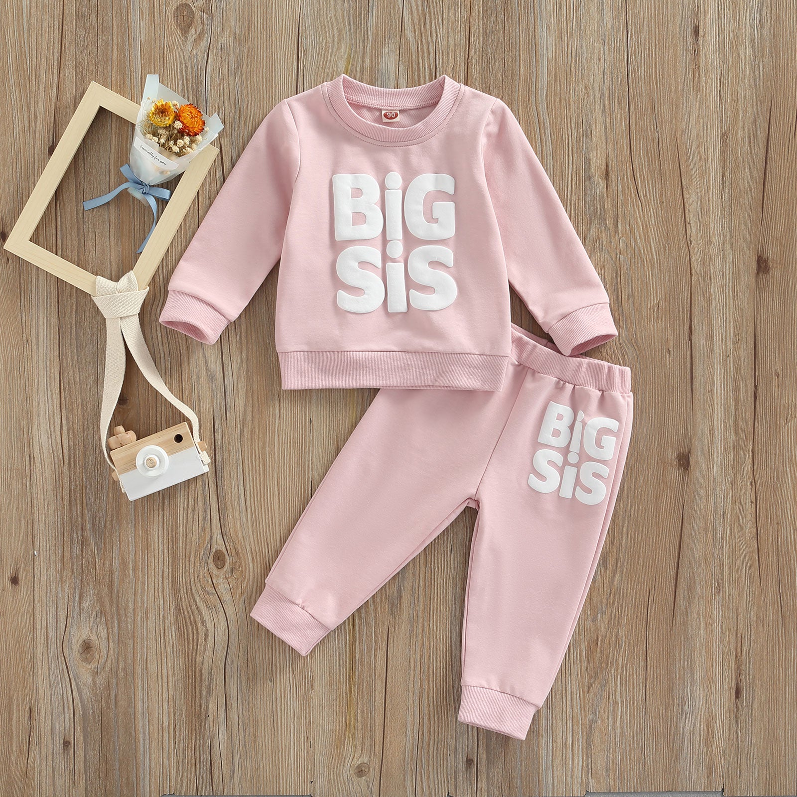 Lioraitiin 0-5Y Autumn Baby Girls Sister Lovely Clothes Sets Letter Printed Long Sleeve Pullover Sweatshirt+Pants