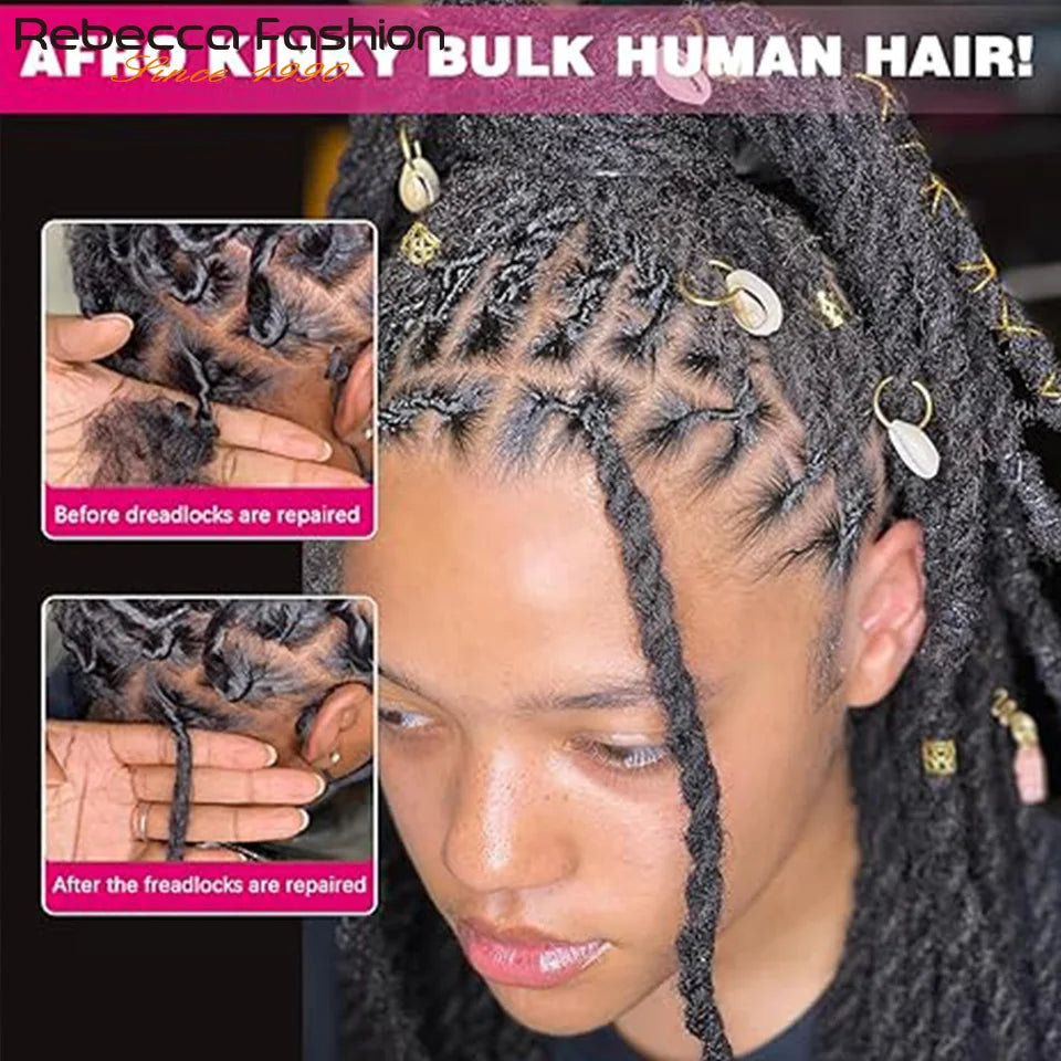 Afro Kinky Bulk Human Hair Extensions QVR US Local Shipping Natural Black/Brown Lightweight For Braiding Styling Everyday Wear