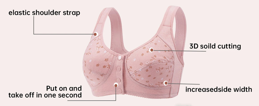 Elegant Front Buckle Floral Bra for Women – 7-Piece Set,  Pressurized Support, Adjustable,  Breathable, Ideal for Breastfeeding