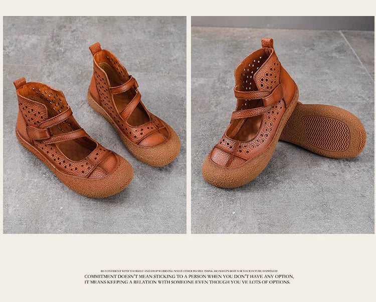 GKTINOO 2026 Summer Retro Handmade Women's Shoes Genuine Leather Soft Bottom Mom Sandals Cowhide Hollow Out Casual Sandal Boots
