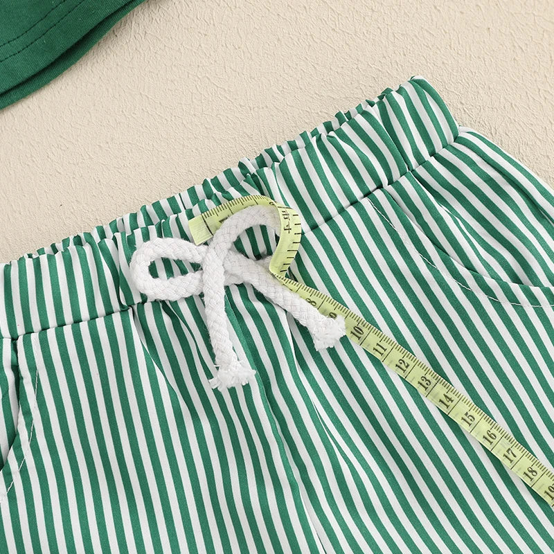 Lioraitiin Toddler Baby Boy Shorts Set Whale/Dinosaur/Turtle Short Sleeve T-shirts Striped Elastic Waist Shorts Summer Outfit