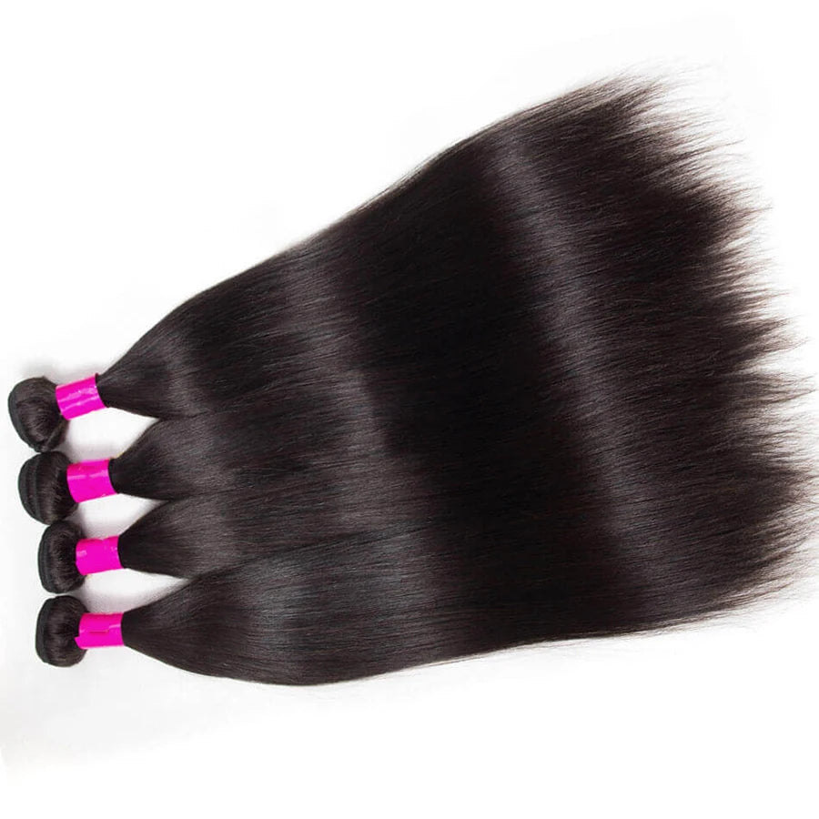 Straight Human Hair Bundles Brazilian Remy Hair Weave Bundles 1/3/4 PCS Natural Black 14-30 Inch Human Hair Extensions