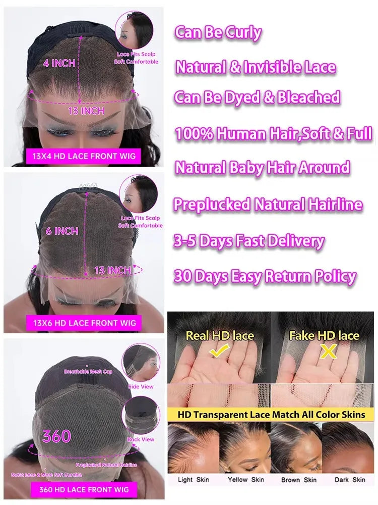 13x4 13x6 Hd Transparent Bone Straight Lace Front Wigs 30 40 Inch Brazilian Human Hair Wigs For  Women Straight Lace Frontal Wig