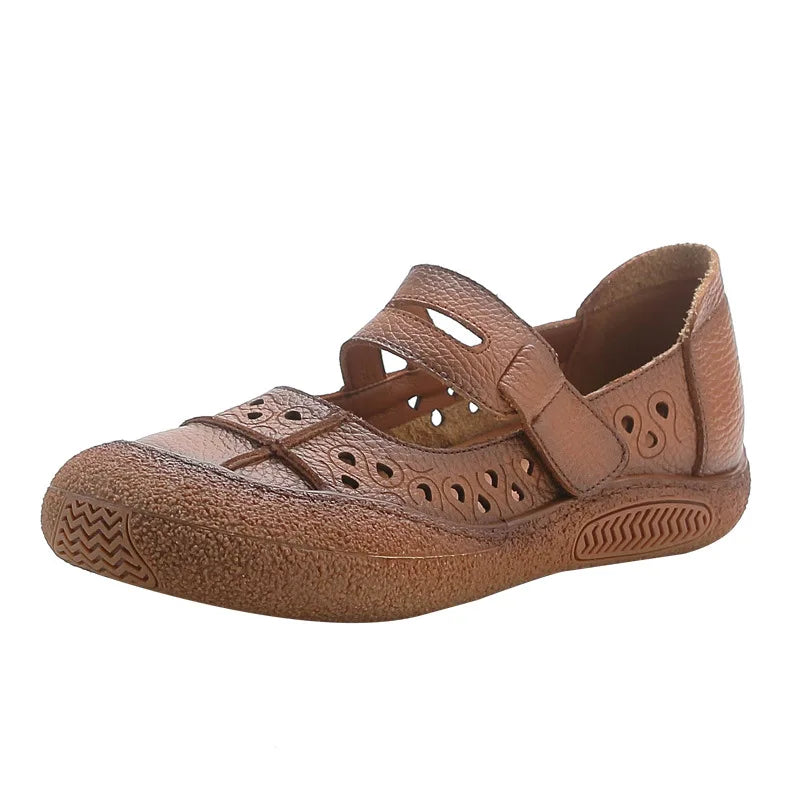 GKTINOO 2026 Summer Retro Handmade Women's Shoes Genuine Leather Soft Bottom Mom Sandals Cowhide Hollow Out Casual Sandal Boots