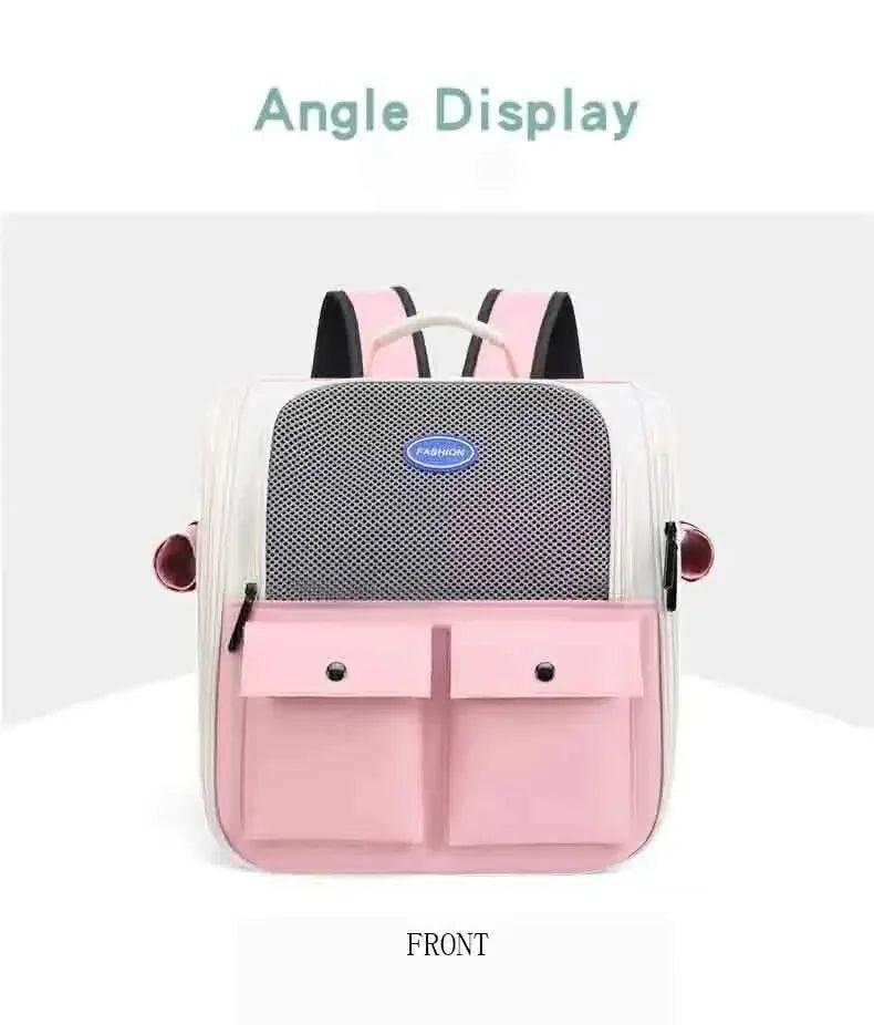 Ventilation Large Capacity Cat Carrier Backpack Adjustable Strap Pet Carrying Bag Foldable Cat Backpack for Outdoor Travel