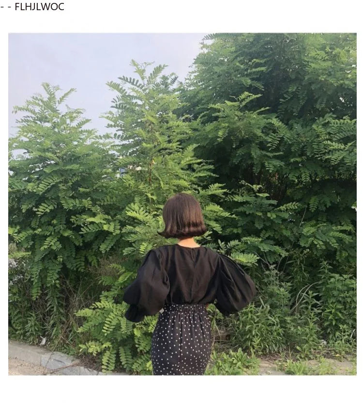 2024 Summer Skirt Long Hot Sales Women Black White Dot Preppy Style Girls Korean Design High Waist Black Skirt 3024