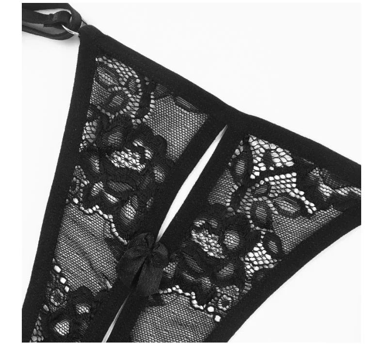 Women Lace Hollow Out Panties Garter Sexy Lingerie Underwear Set Erotic Perspective Thongs Woman Sexy G-string Adjustable Panty