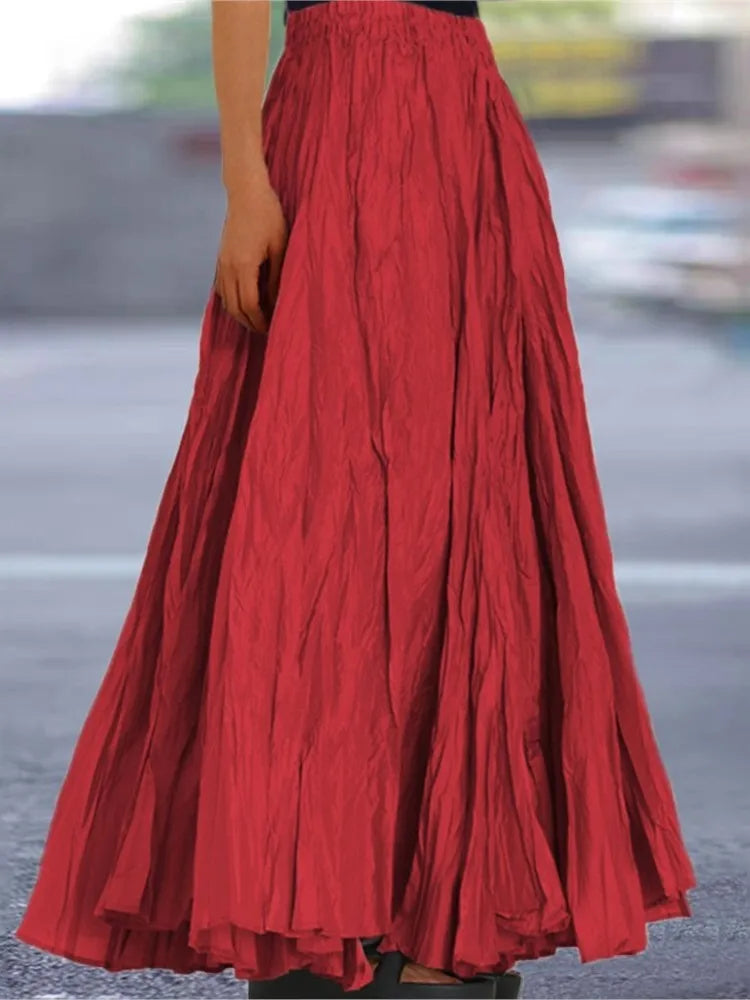 Fashionable Pleated A-line Skirt Spring Summer New Women's Solid Color Half Length Skirt With Elegant Pleats Floor Length Skirt