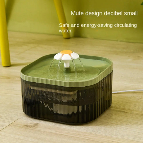 1.5L Cat Water Automatic Quiet Water Wired loop Dispenser Flower USB charge Cat Dogs Pet drinking water with Replacement Filters