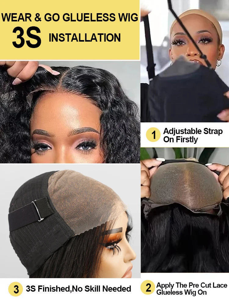 40 Inch Deep Wave 13x6 Hd Lace Frontal Human Hair Wigs 250 Density Brazilian Curly Water Pre Cut Lace Glueless Wig Ready To Wear