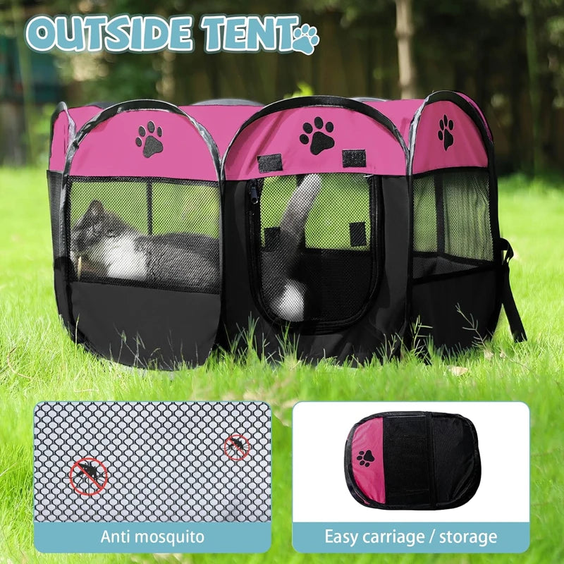 Portable Foldable Pet Tent Kennel Octagonal Pet Tent Foldable Portable Oxford Cloth Cat and Dog Nest Home Furnishings