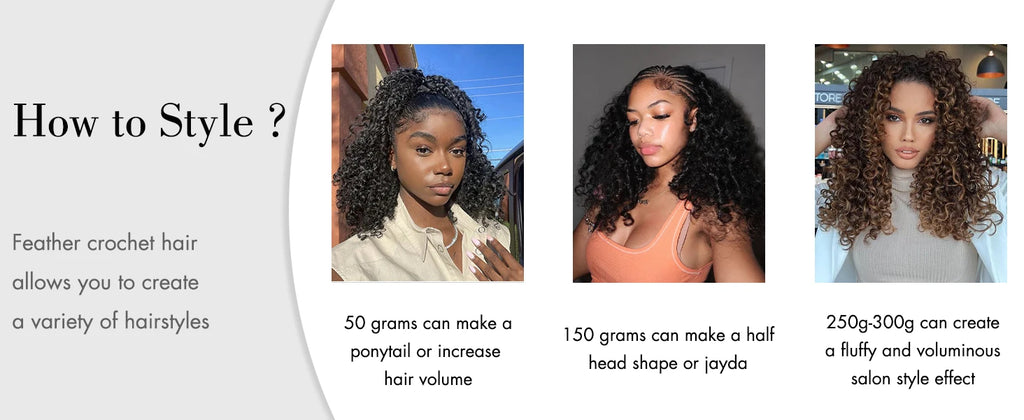 16A Kinky Curly Crochet Human Hair Knotless Pre-Separated Crochet Hair Extensions With String Curly Pre-Looped Feather Hair