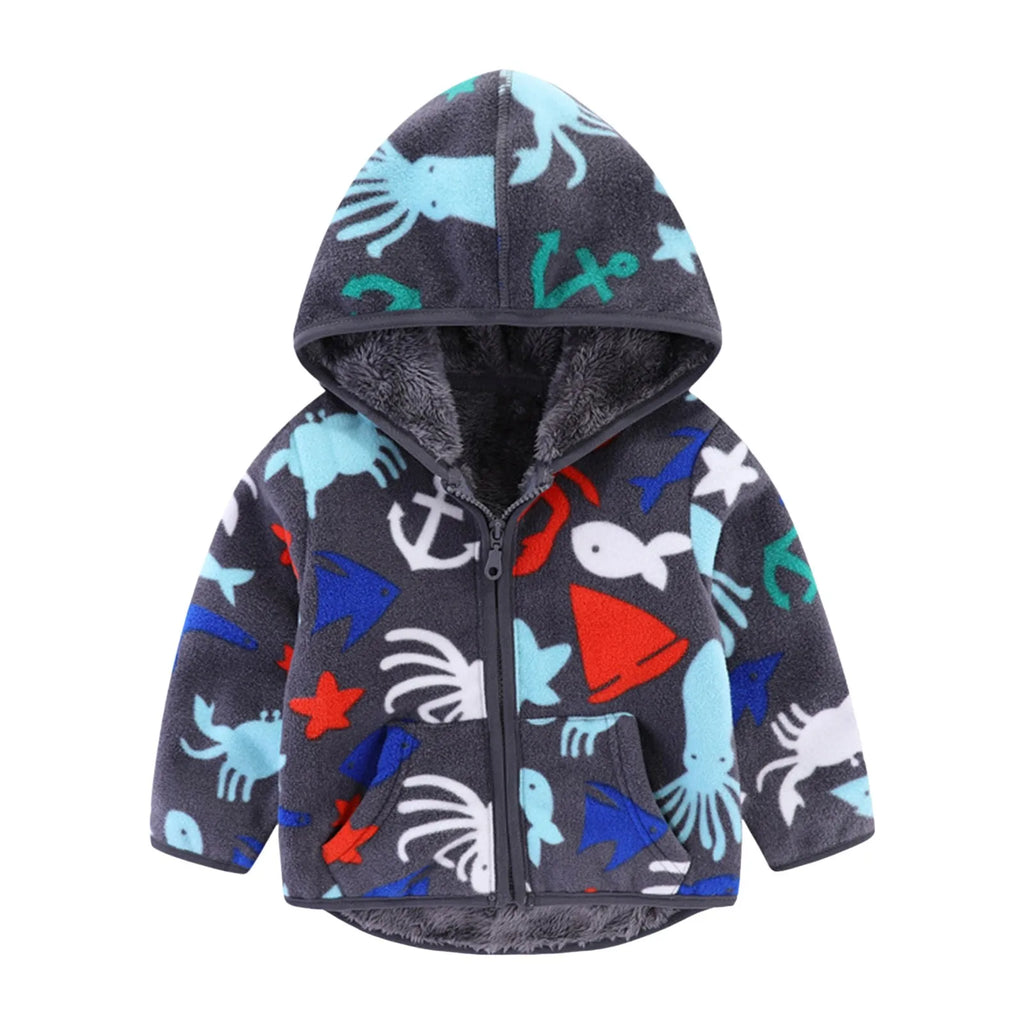 Girls Hooded Coats Toddler Baby Boys Girls Hooded Zipper Long Sleeve Thick Warm Outerwear Girls Coat Hook