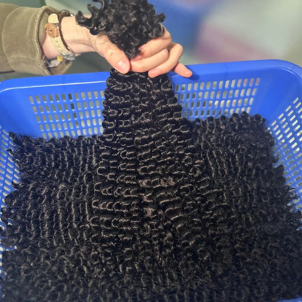 16 Inch 100G Afro Kinky Curly Bulk Human Hair For Braiding For Micro Twist 100% 4B No Weft Twists Human Hair Bundles Extensions