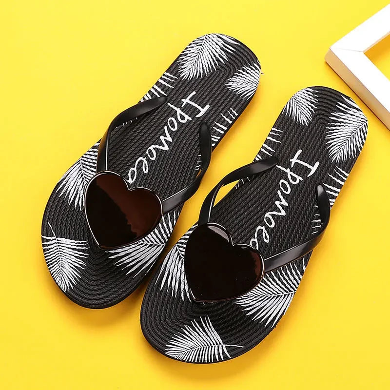 Home Slipper Women Heart Love Cloud Sandals Summer Flip Flops Beach Slides Casual House Shoes Platform Bathroom Flat Female