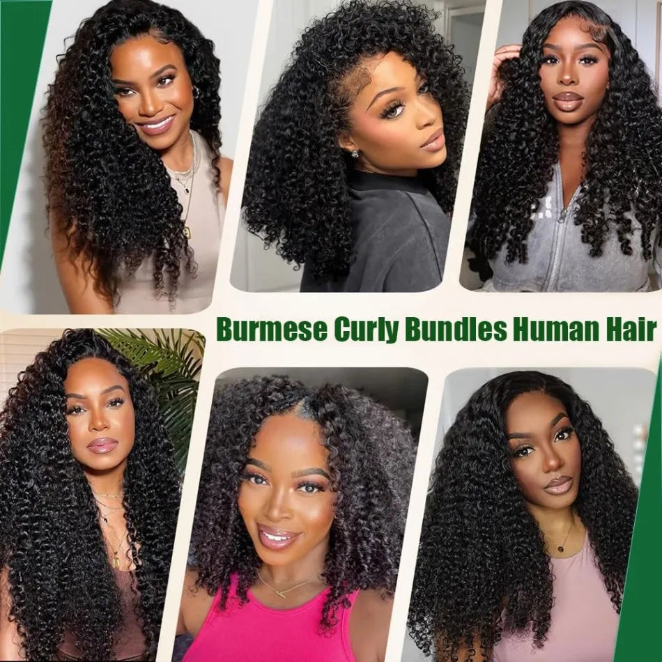 12A Burmese Curly Bundles Human Hair 3C4A Water Wave With Spiral Curly End 100% Unprocessed Raw Hair Sew In For Women 18 30 Inch