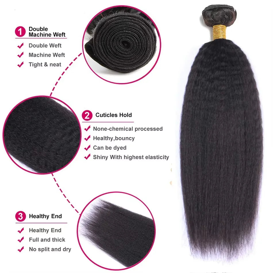 Kinky Straight Human Hair Bundles 30 inch Brazilian Hair Weave Bundles Sew In Remy Hair Extensions 3 4 Bundles Virgin Hair Weft