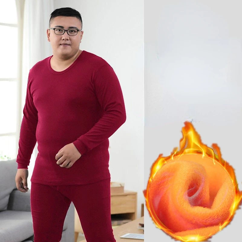 Winter Thermal Underwear Suit Man 6XL Size Fleece keep warm Men Long Johns Loose Elasticity Homewear Nightwear
