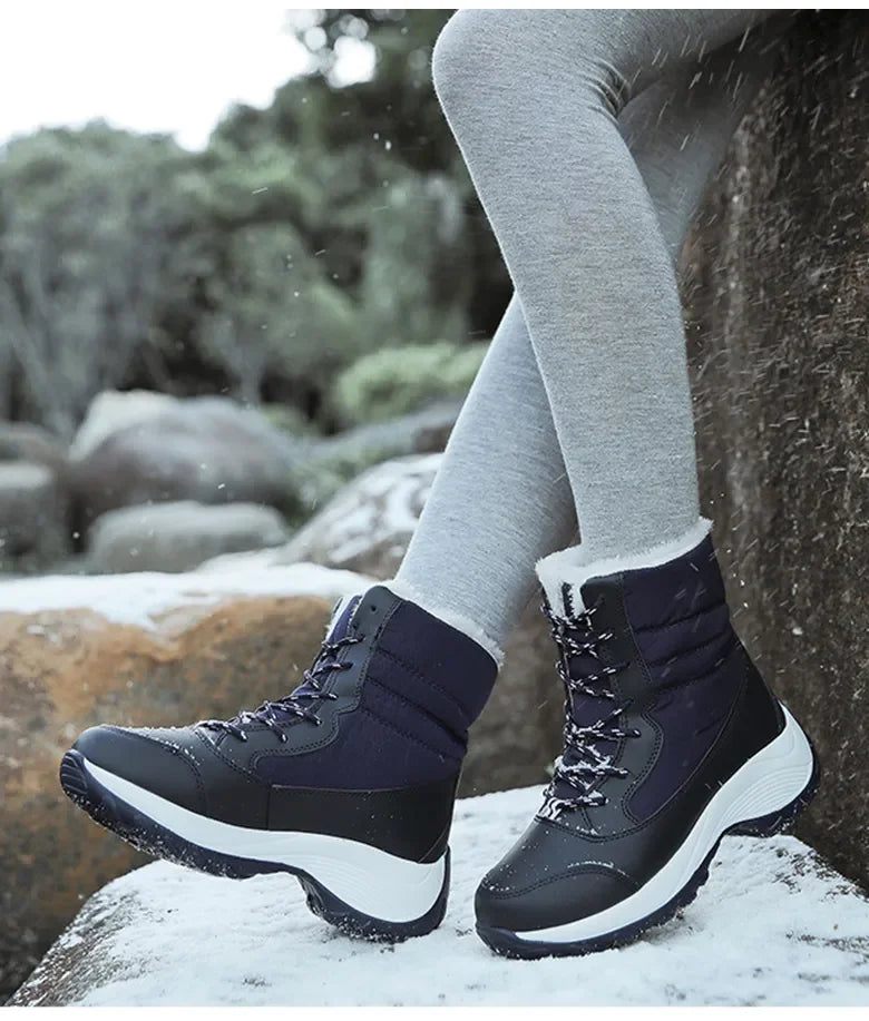 Women Boots Winter Platform Heels Snow Boots for Wamen 2023 Trend Fur Warm Ankle Boots Female Plush Winter Waterproof Shoes