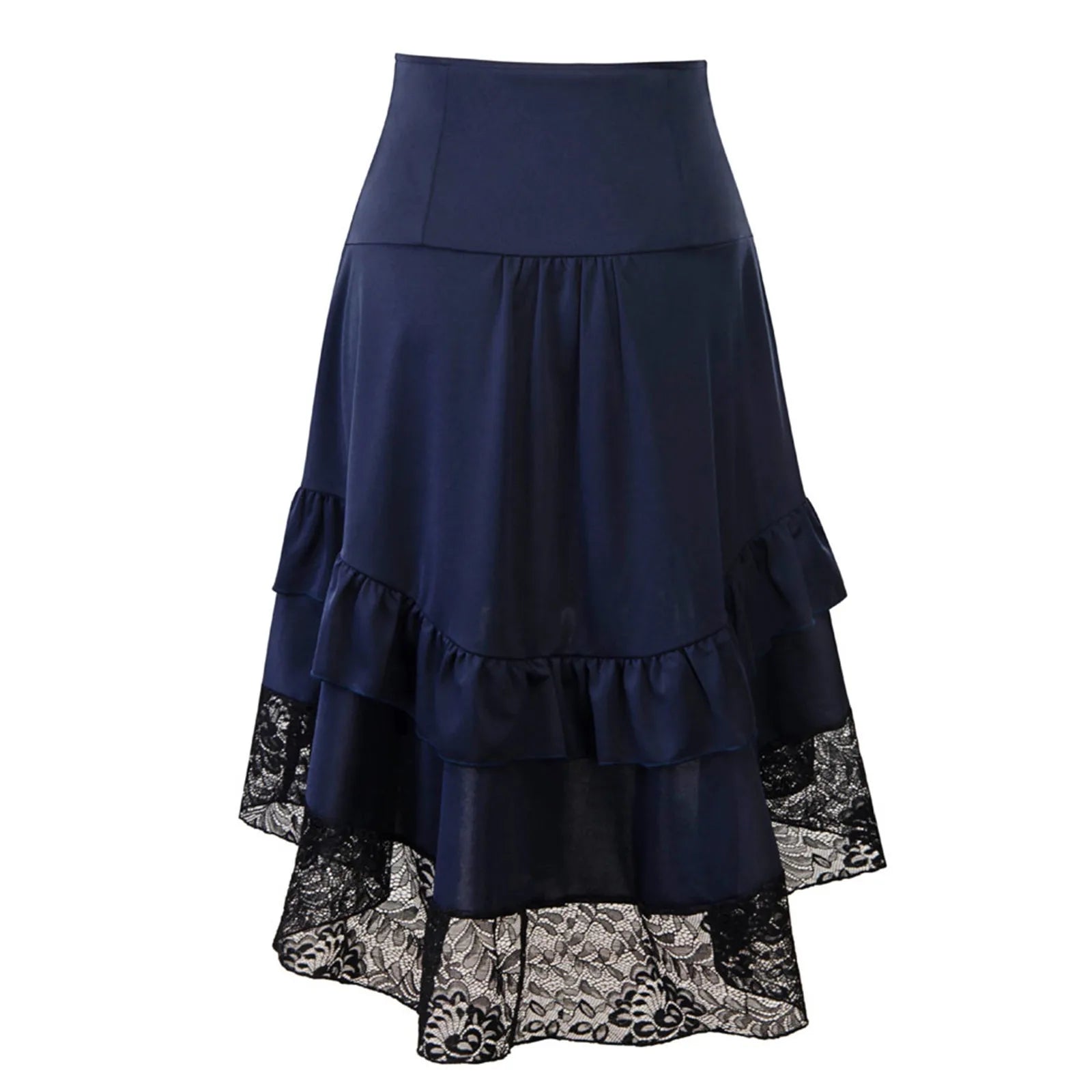 Women's Skirt Drawstring Patchwork Nightclub Party Gothic Halloween Lace Patchwork Skirt Perspective Hem Skirts for Women
