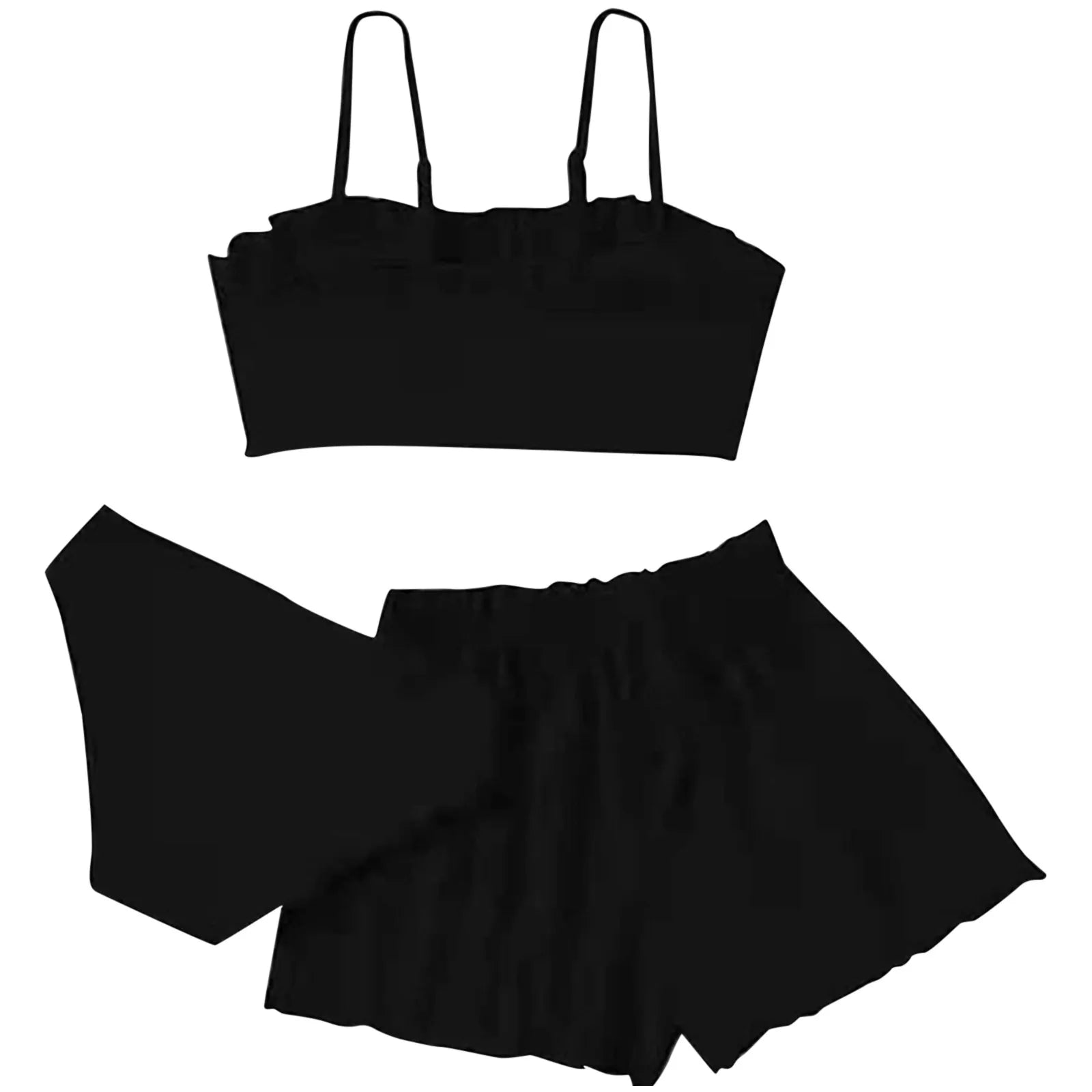 Swimsuit For Girls 2024 Toddler Girl'S 3 Piece Swimsuits Solid Color Rullfe Bathing Suit Beach Swimwear Set Girls Bikinis
