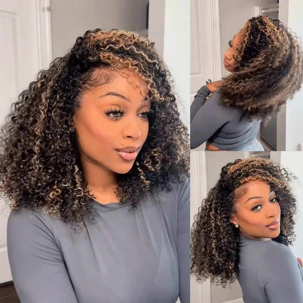 Feather Crochet Human Hair 4/27 Highlight Pixie Curl Bulk Hair Extensions Lightweight Small Spirals Curly Crochet Hair For Braid