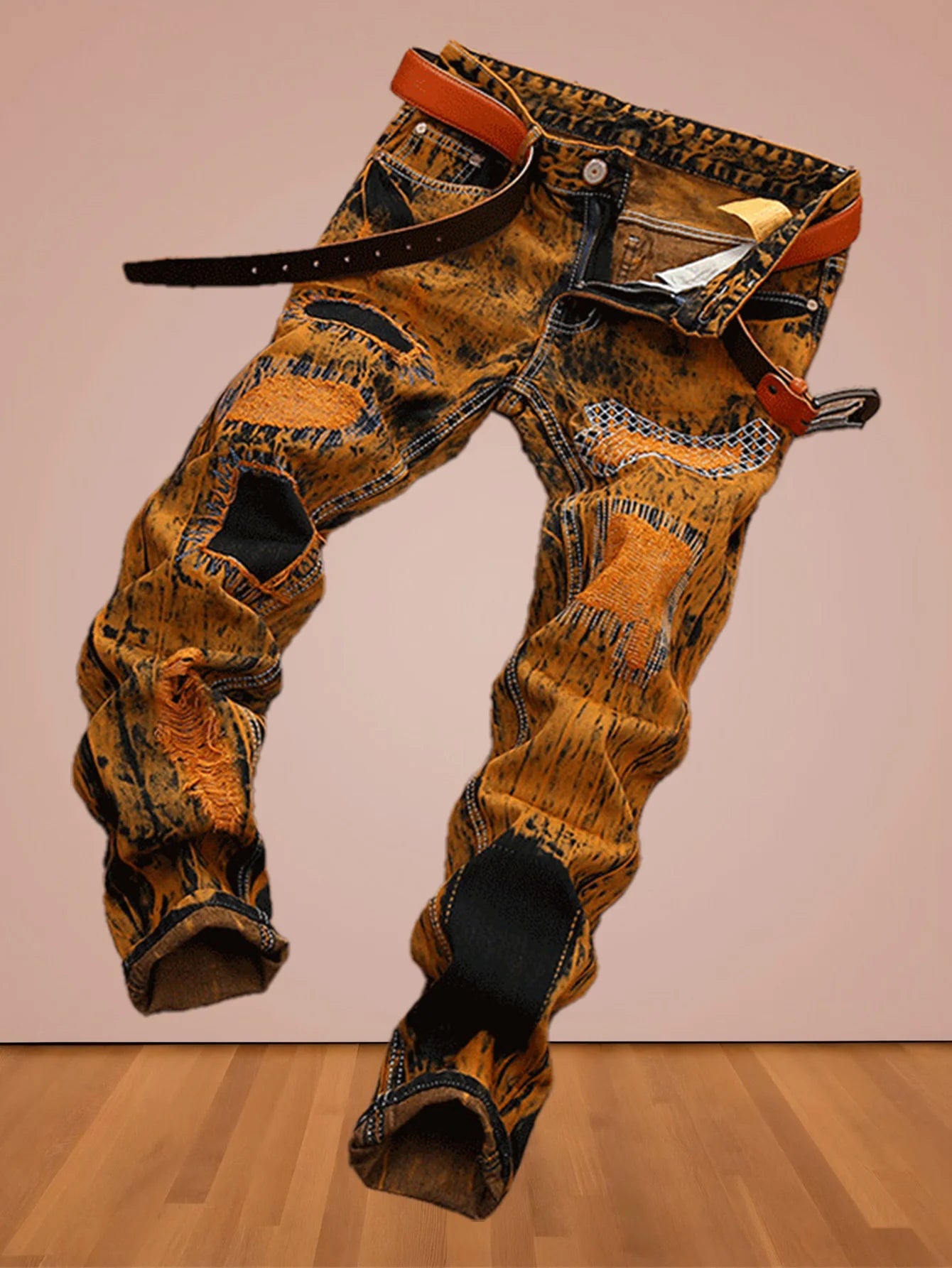 American youth pop hole personality makes old straight jeans for men.