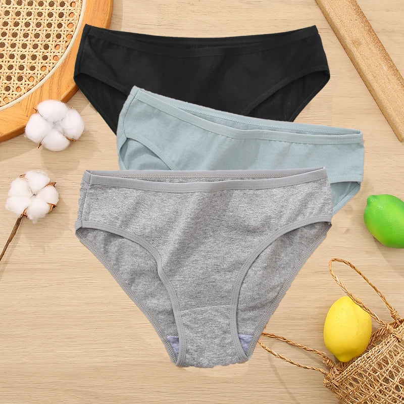 3PCS/Set Cotton Panties Women Briefs Jacquard Design Women Panties Sexy Female Underpants Solid Color Intimate Pantys S-XL