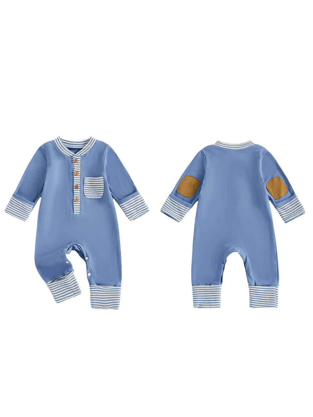 Lioraitiin Baby Boys Jumpsuit Long Sleeve Striped Patchwork Casual Autumn Newborn Romper Clothes