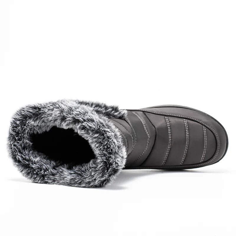 Faux Fur Waterproof Snow Boots Women 2024 Trend Non Slip Winter Ankle Boots Woman Warm Thicken Plush Couples Cotton Padded Shoes