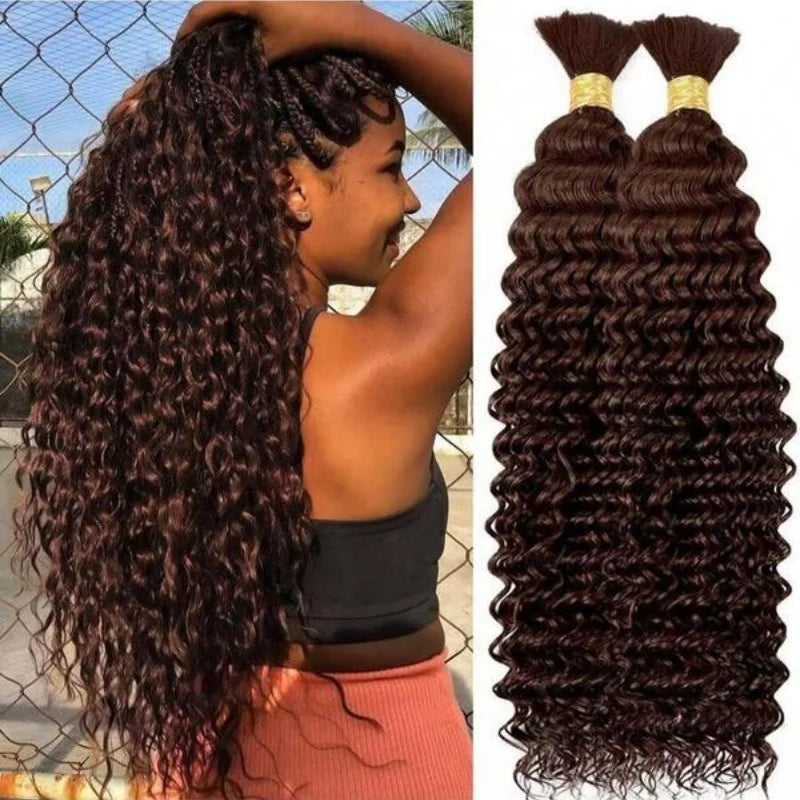 30Inch Colored Human Hair Bulk For Boho Braiding Curly Brazilian Highlight Deep Wave Human Hair Extension No Weft 2 Bundles 110g