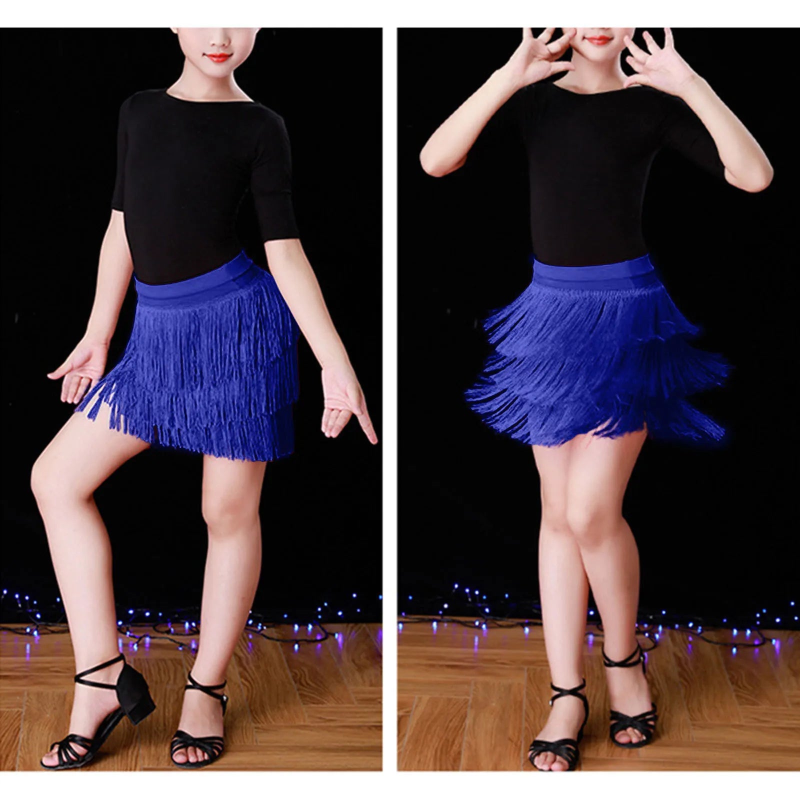 Girl dresses Kids Girls Tassel Dance Skirt Latin Ballroom Layered Fringe Dancewear vestidos para niñas