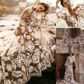 Fashion Floral Print Flared Sleeves Evening Dress Boho Women Holiday V-Neck Backless Sundress High Waist Wedding Guest Ball Gown