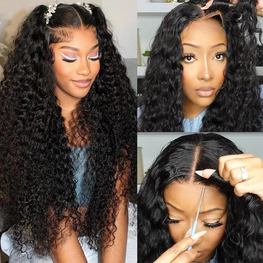 40 Inch Deep Wave 13x6 Hd Lace Frontal Human Hair Wigs 250 Density Brazilian Curly Water Pre Cut Lace Glueless Wig Ready To Wear