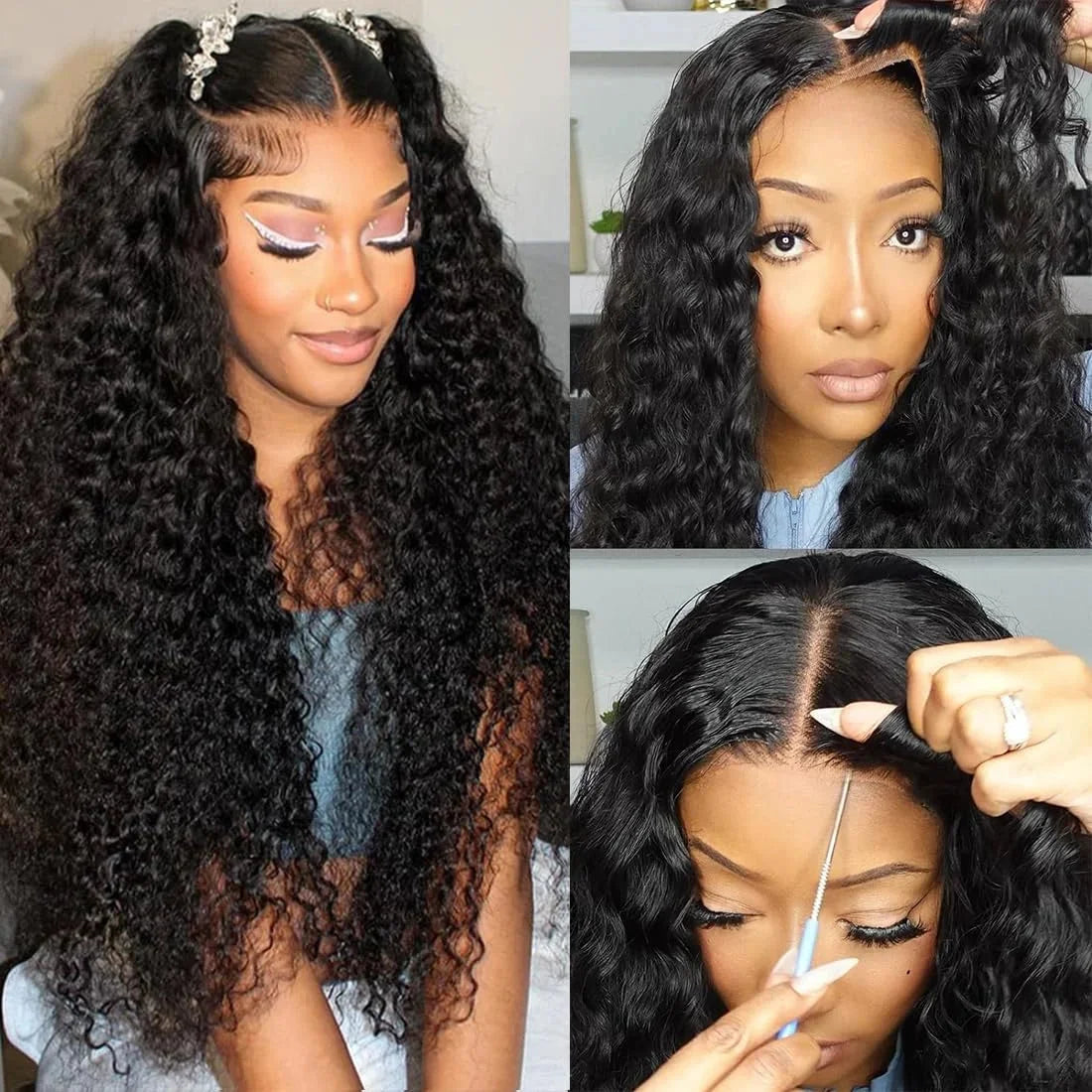 40 Inch Deep Wave 13x6 Hd Lace Frontal Human Hair Wigs 250 Density Brazilian Curly Water Pre Cut Lace Glueless Wig Ready To Wear