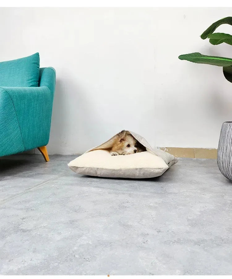 Pet Bed Dogs Kennel Winter Warm Removable Washable Bite-resistant Puppy Sofa Cushion Plush Cat Mat for Large Pet Sleeping Bag