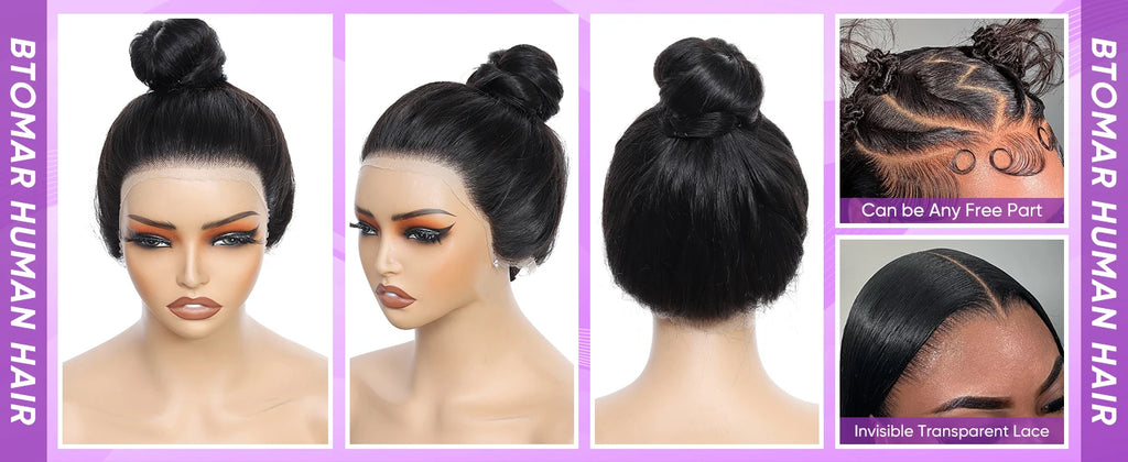 210 Density Bone Straight Human Hair Wig 360 Full Lace Front Wig 40 Inch Pre Plucked Brazilian 13x6 Lace Frontal Wig For Women