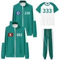 Green Movie Game Jumpsuit Cosplay Party Tracksuit Outfits Props Role Play Classic Costume From Korean TV Belt Full Mask Set