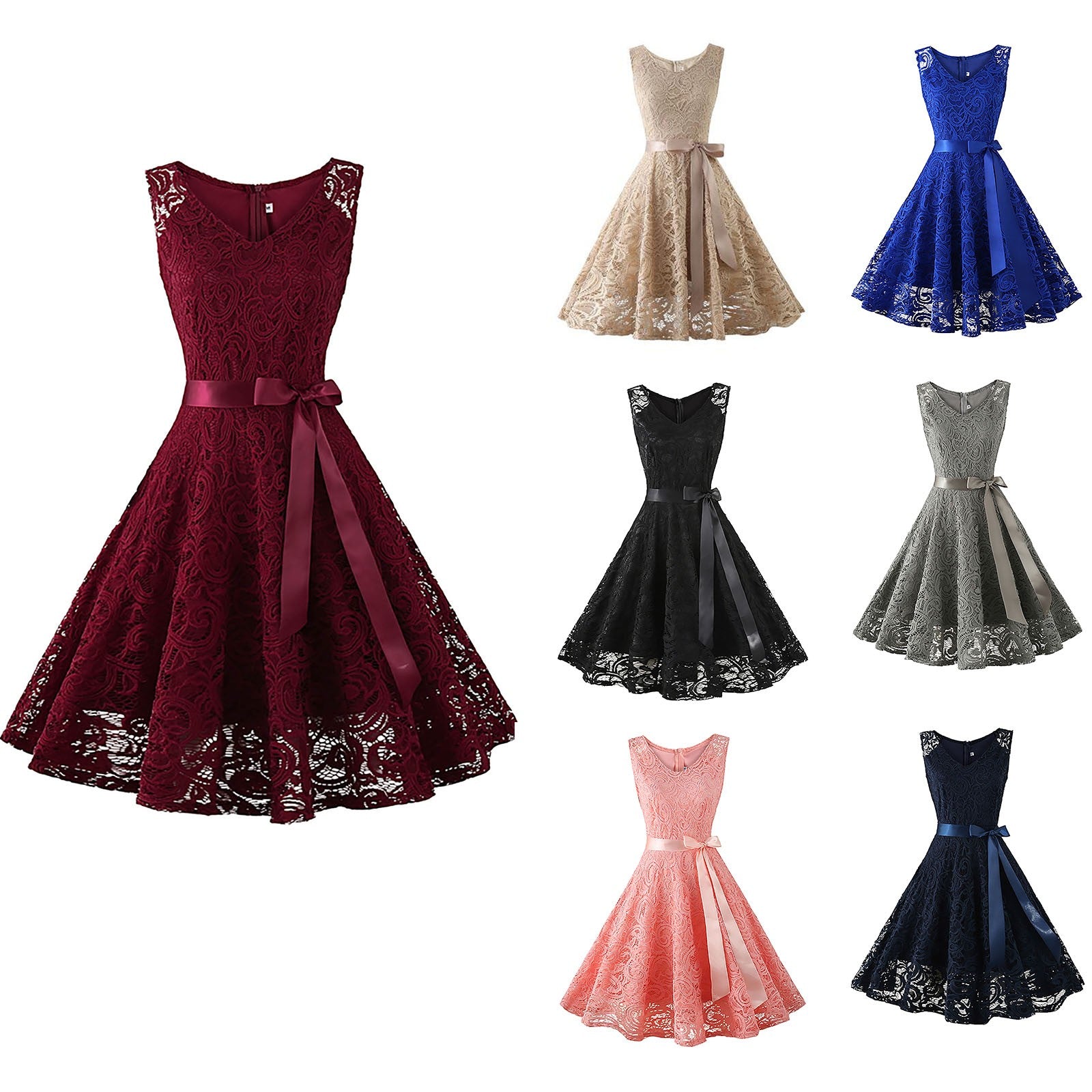 Pink Lace Party Wedding Dresses for Women Solid Sleeveless Elegant Gown Bridesmaid Prom Party A Line Dress Hollow Lace Up Robe