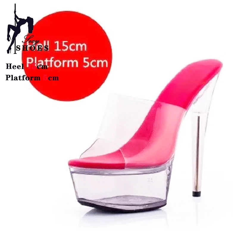 Girls Shoe for Party Club Stripper Heels Women Shoes 2024 Platforms High Heels Sandals Clear Sexy Pole Dance 15cm High Plus Size