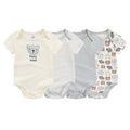 4Pieces Summer Short Sleeve Cartoon Baby Boy Girl Bodysuit 100% Cotton Newborn Boy Girl Clothes