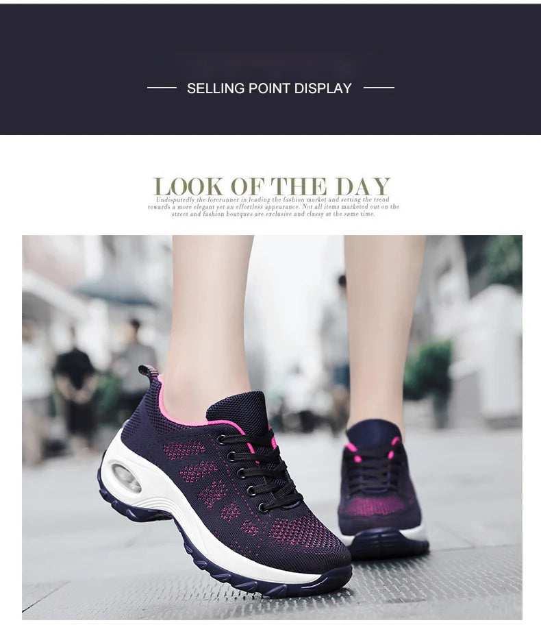 2025 Women's Fashion New Product: Sports Walking Shoes Breathable and Lightweight Casual Walking Platform Shoes Calzados Mujeres