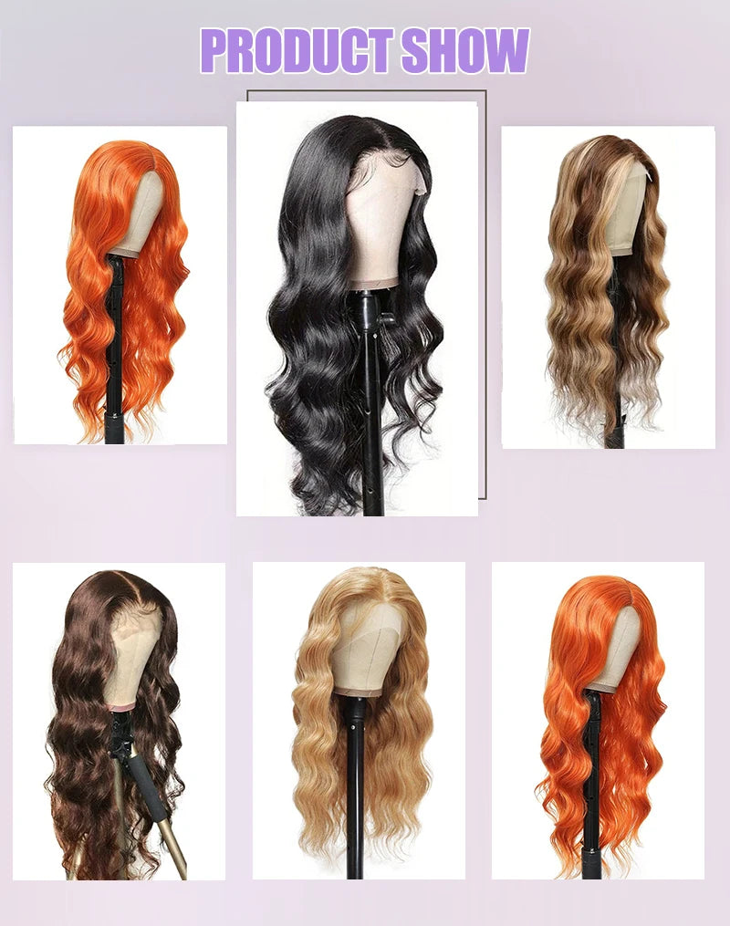 13x6 Body Wave Lace Front Human Hair Wigs Natural Black #4 Brown 13x4 Pre Plucked With Baby Hair For Women 200 Density